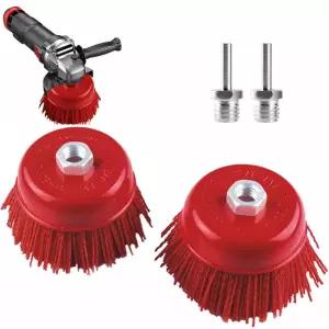 앵글 그라인더용 4인치 나일론 컵 브러시 연마 필라멘트 브리스틀 5/8인치 11 나사산 1/4인치 드릴 아버 녹