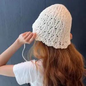 [JED] 벙거지 버킷햇 4컬러 여자 보닛햇 니트 스트링 크로셰