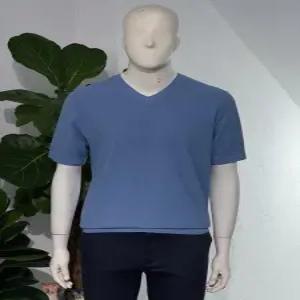 [트루젠]브이넥 반팔 라이트 블루 쿨 워셔블 니트 티셔츠