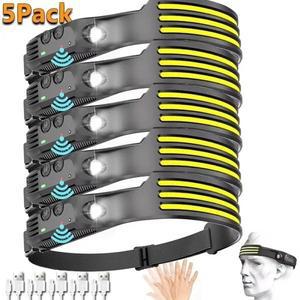 COB LED 유도 전조등 내장 배터리 USB 충전식 헤드 손전등 야외 캠핑 낚시 승마 라이트