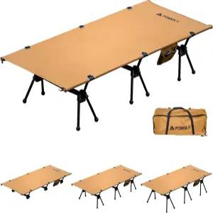 포몰리 경량 캠핑 침대 3레벨 높이 조절 접이식 휴대용 야외용 튼튼한 다리 400파운드 용량 군용 배낭여행