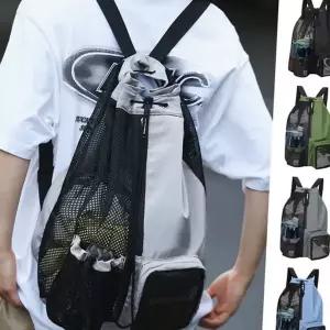 운동용 메쉬 백팩 다용도 스포츠 여행용 아웃도어 스트링 백팩 경량 수납 물놀이 메쉬드 수영 레저 물통