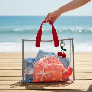 물놀이 바캉스백 알로하 투명 비치백 투명 레드