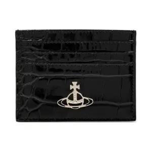 [비비안웨스트우드] 오브 로고 레더 카드 홀더 블랙 54030006WL0098 N401