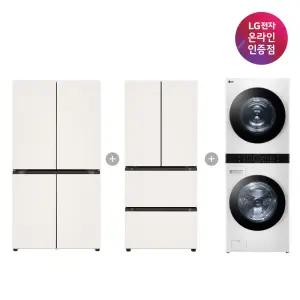 LG 매직스페이스 냉장고 + LG 디오스 김치톡톡 + 워시타워 (T875MEE111 + Z408MEEF23 + W21WAM)