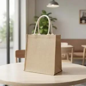쇼핑백 리넨백 에코 린넨 가방 화이트손잡이 (32x36cm)
