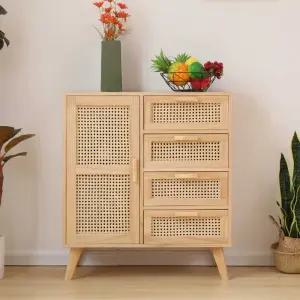 라탄서랍장 원목 라탄 협탁 수납장 5단 모듈 서랍장