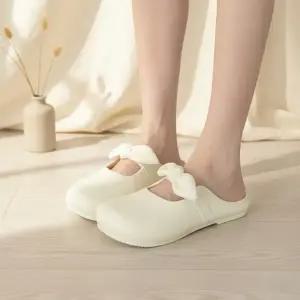 [옷자락]여성 여름 데일리 라운드 토 리본 포인트 슬리퍼