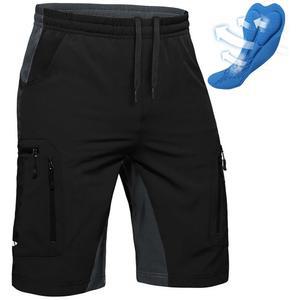 [미국배송] 자전거 라이딩 바이커를 위한 알리 남성용 산악 반바지 4D 패딩 경량 루즈핏 지퍼 포켓 포함