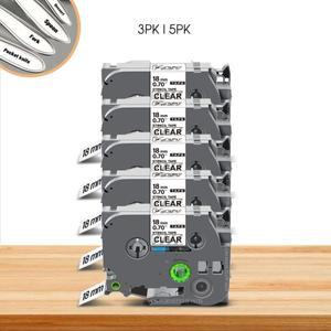 3/5PK 18/24/36mm 브라더 스텐실 테이프 STe141 TZe 라벨 블랙 온 클리어 PT 프린터용