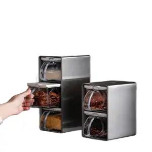 스테인리스 양념통 카페 부착형 02부착형 파우더통 2칸 수납 스탠드형 설탕