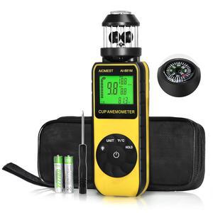 AIOMEST 휴대용 풍력 풍속계 방향성 디지털 측정기 93MPH 공기 유속 야외 사냥용 드론 서핑 HVAC용 AI 881M