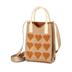 니트백 하트 미니 크로스백 핸드폰 가방 베이지