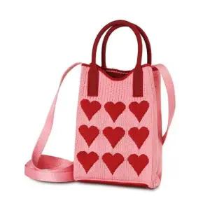 니트백 하트 미니 크로스백 핸드폰 가방 핑크