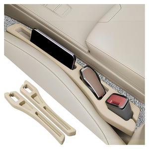 YGDMD 2PCS 카시트 갭 필러 정리함, 휴대폰 키 카드 보관을 위한 충전 및 보관 기능이 있는 2 in 1 카갭 필러, 범용 다기능 차량용 낙하 방지 시트 가드(베이지)