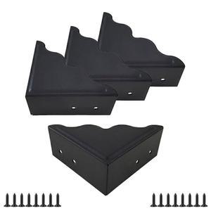 블랙 메탈 코너 프로텍터 3.7 x 3.7 x 1.5 인치 팩 4, 빈티지 장식 코너 가드 테이블, 헛간 슬라이딩 도어, 나무 프레임, 상자, 책상 가구 각도 가장자리 보호