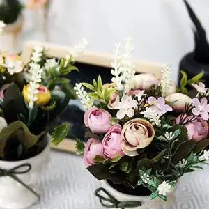 아름다운 미니 장미로 만든 쉐비로즈 미니 화분 갈란드 갈렌드조화 조화장식 벽걸이조화