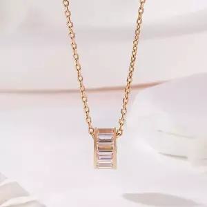 [비앤비골드] 18K 바게트 큐빅 베젤 링 펜던트 MNP42500