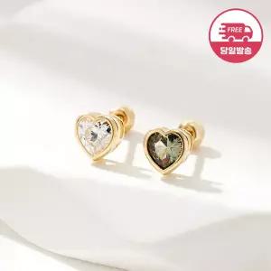 [비앤비골드] 당일발송 14K 뮤트 베젤 4mm 하트 큐빅 피어싱 한쪽 JAE42447
