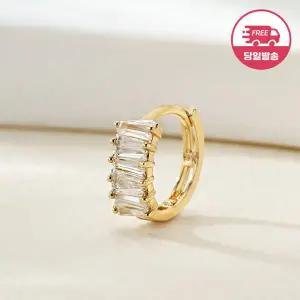 [비앤비골드] 당일발송 14K 삼각컷 바게트 큐빅 링 피어싱 한쪽 JAE42479