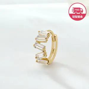 [비앤비골드] 당일발송 14K 지그재그 바게트 큐빅 링 피어싱 한쪽 JAE42482