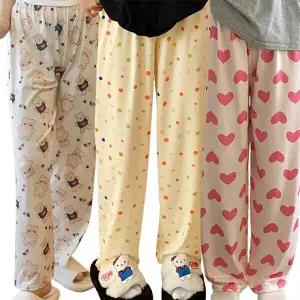 [로즈엘리]땡땡하트캐릭터 큐트 루즈핏 홈웨어팬츠 사계절 잠옷바지 2026