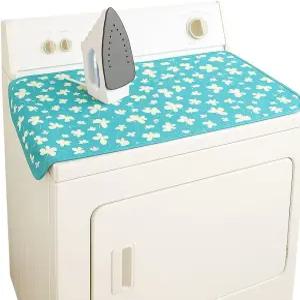 플로럴 휴대용 다림질 매트 18인치 x 31인치 - 테이블탑 카운터 또는 세탁기 표면용 미끄럼 방지 다리미