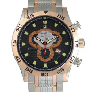 킹덤 고품격 스위스 크로노그래프 남자 선물 명품 예물 고급  금장 콤비 메탈 손목 시계 / KD4090MC