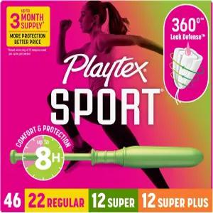 플레이텍스 스포츠 멀티팩 레귤러/슈퍼/슈퍼 플러스 흡수력 46ct