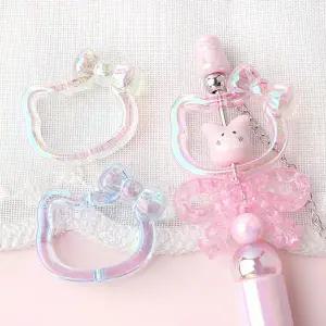 싼비즈 [6716-14]아크릴비즈 볼펜꾸미기 볼꾸재료 오로라고양이테두리링 32x27.5mm ,1개