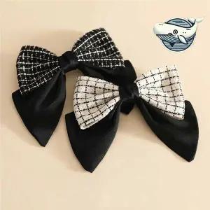 트위드 리본 헤어핀 스타일리시 데일리 실핀 헤어집게 큐빅머리핀