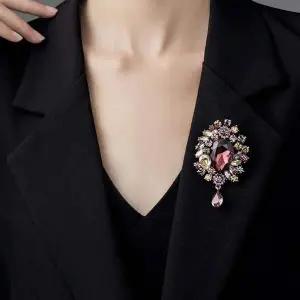 브로치 칼라핀 옷핀 물방울 큐빅