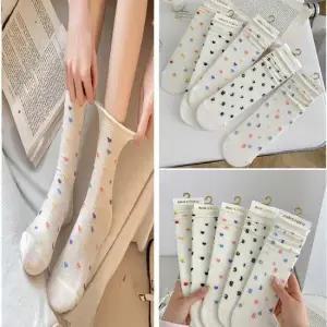 무압박 자수 포인트  중목 패션 얇은 스타킹 양말