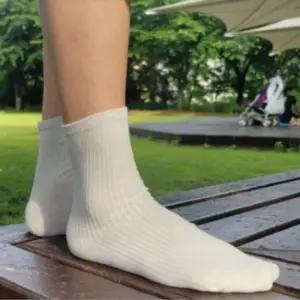 1쌍 화이트 국산 남녀 무지 골지 무압박 양말 중목 긴