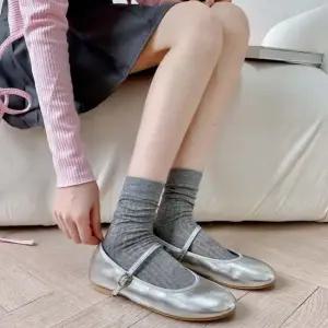 여자 4컬러 시스루 골지양말 얇은 양말 중목 장목