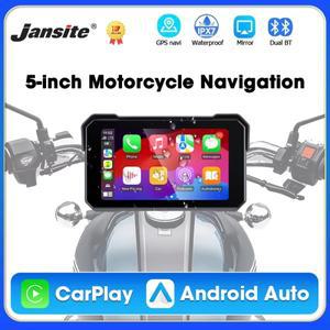 [호환품]Jansite 5인치 휴대용 바이크 오토바이 네비게이션 GPS 무선 카플레이&Android Auto 모토 모니터 I