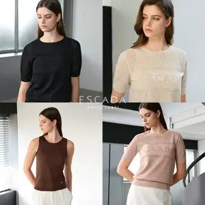 (수정샵)[방송에서만 이 가격]에스까다 크로쉐 반팔 니트+슬리브리스