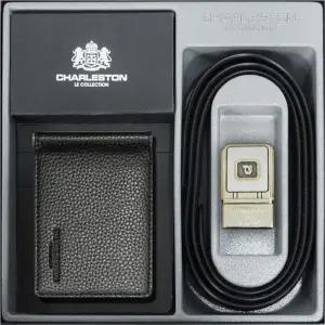 남성용 클래식 가죽 지갑 벨트 세트 선물용