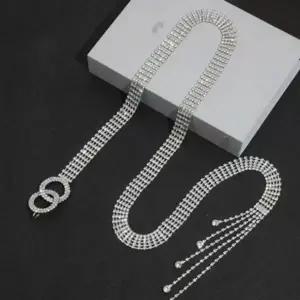 여성 원피스 체인 허리띠 장식 악세서리 큐빅 슬림 벨트