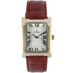 푸조 남성 u2019s 빈티지 탱크 쉐이프 14K 골드 도금 손목시계 로마 숫자 다이얼