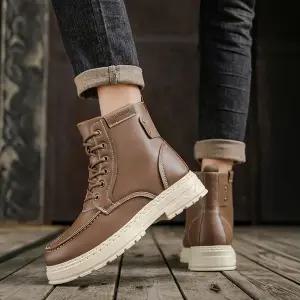 남자 클래식 스티치 라인 포인트 캐주얼 외출 슈즈 워커스웨이드부츠 기모 따뜻한패딩 양털 첼시 방한화 코