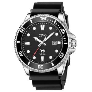 남성용 CIVO 아날로그 쿼츠 시계: 일상 착용 날짜가 표시된 빛나는 편안한 실리콘 스트랩 손목시계 - 남성용 아웃도어 방수 시계 - 하이킹 낚시 캠핑 사이클링