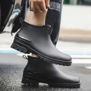 남자 숏 레인부츠 베이직 키높이 장마철 방수 작업화남성여름 앵클 패션 장화 발목 신발 가벼운 비장화