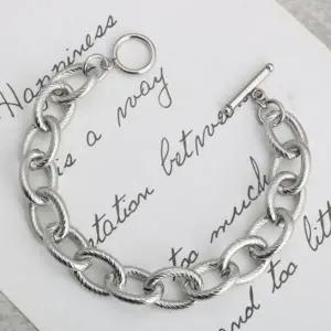 [하프클럽/]써지컬스틸 커브체인 남자 여자 실버 팔찌 9mm