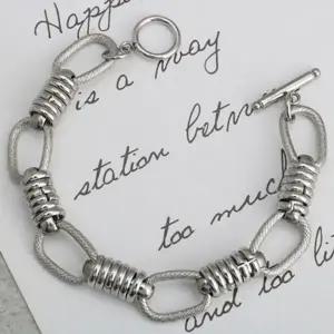 [하프클럽/]힙합 써지컬스틸 팔찌 남녀공용 펑크 체인 악세사리