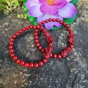 [하프클럽/]재물 운 액막이 팔찌 경면주사 원석 비휴 염주 6mm