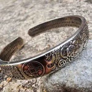 [하프클럽/]실버 불교 팔찌 행운 빈티지 비휴 재물운 육자진언