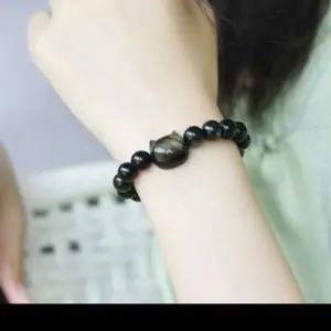 [하프클럽/]남성 패션팔찌 천연석 오닉스 커플 흑요석손목띠