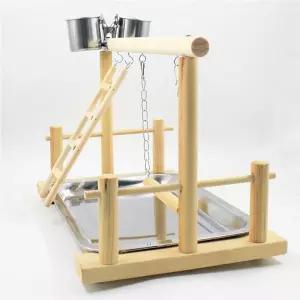 집 조류 장난감 용사다리 앵무새 스탠드형+스텐컵 발톱갈이 놀이터  [mWBD56CA