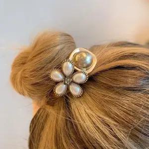 모던 진주 크리스탈 진주 포니테일 이중 고무줄 헤어 진주머리끈 헤어끈 주얼리머리끈